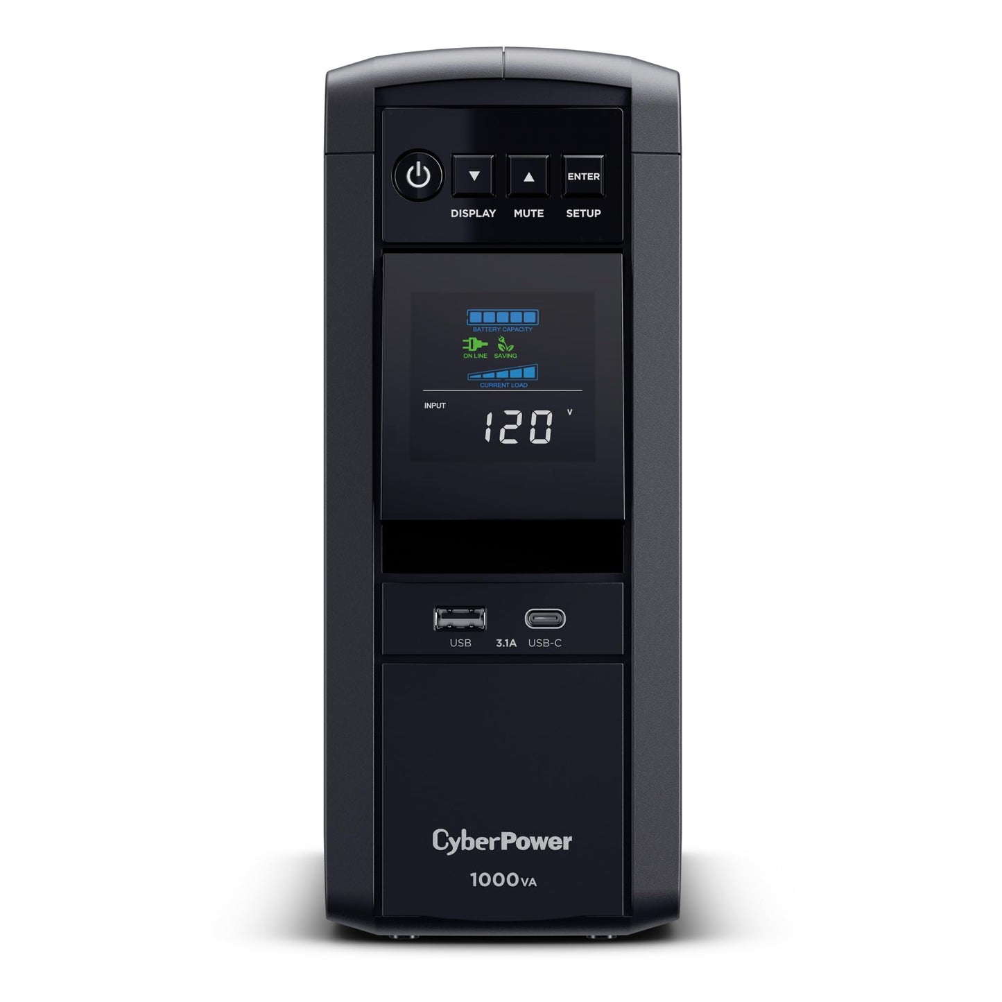 CyberPower CP1000PFCLCD PFC Sinewave UPS Battery Backup and Surge Protector, 1000VA/600W, 10 Outlets, AVR, Mini-Tower, UL Certified