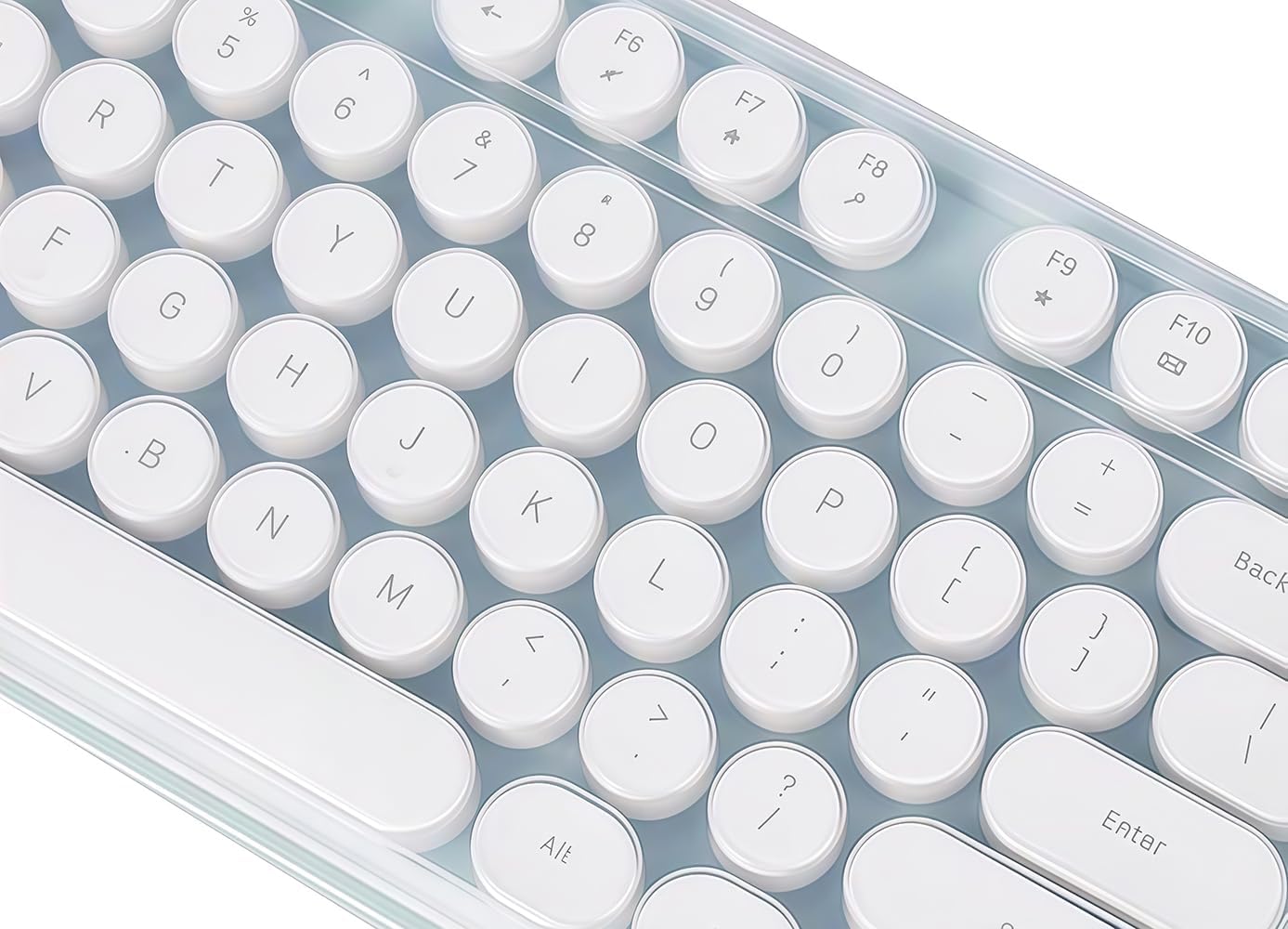 Yuomik Silicone Keyboard Cover Skin Protector Compatible for MOFII Round Keycaps Retro Full Size Wireless Keyboard