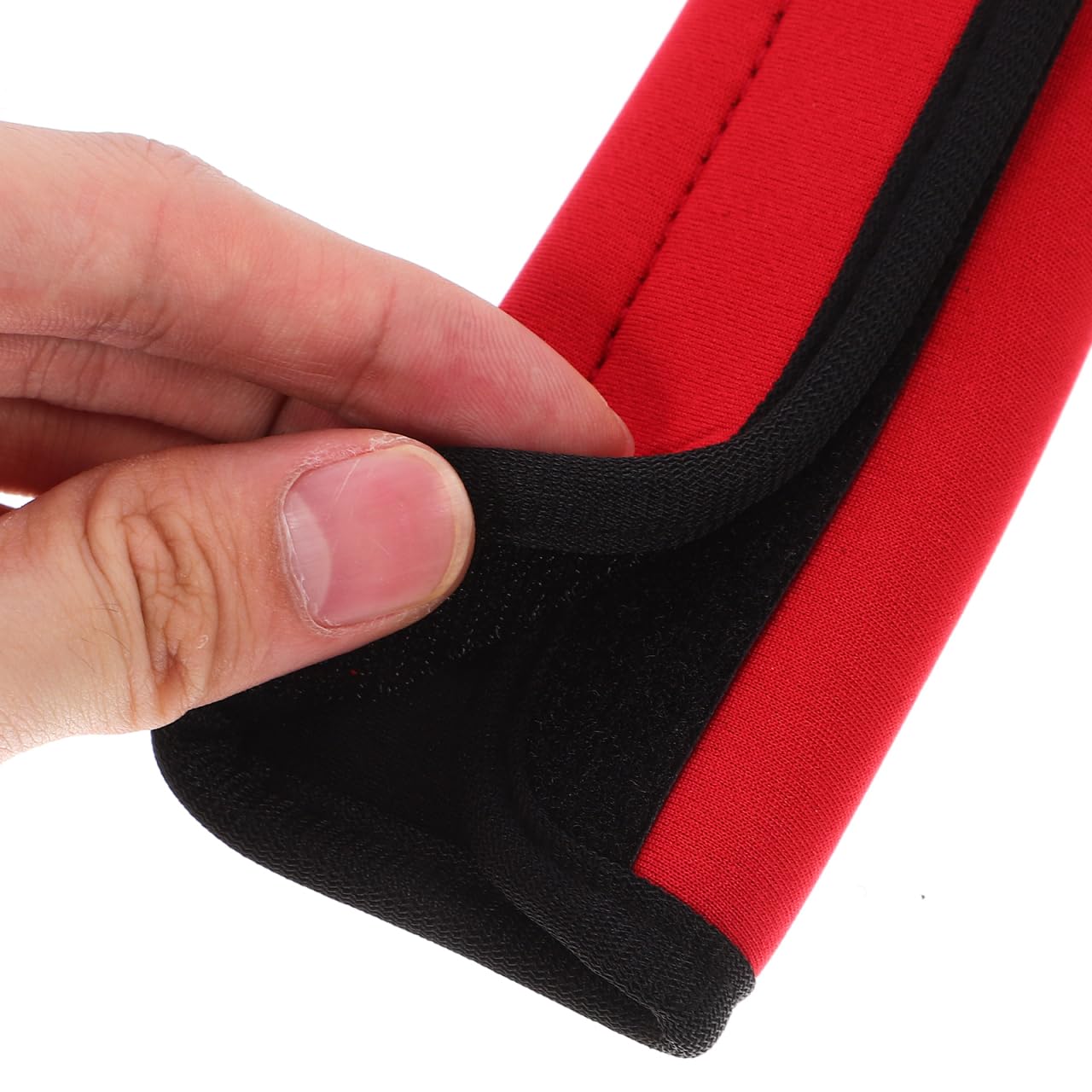 HANABASS 2 Pack Barbell Grip Pads, Red Polyester Dumbbell Handle Wraps for Weightlifting, Pull Up Bars, Powerlifting and Home Gym Training