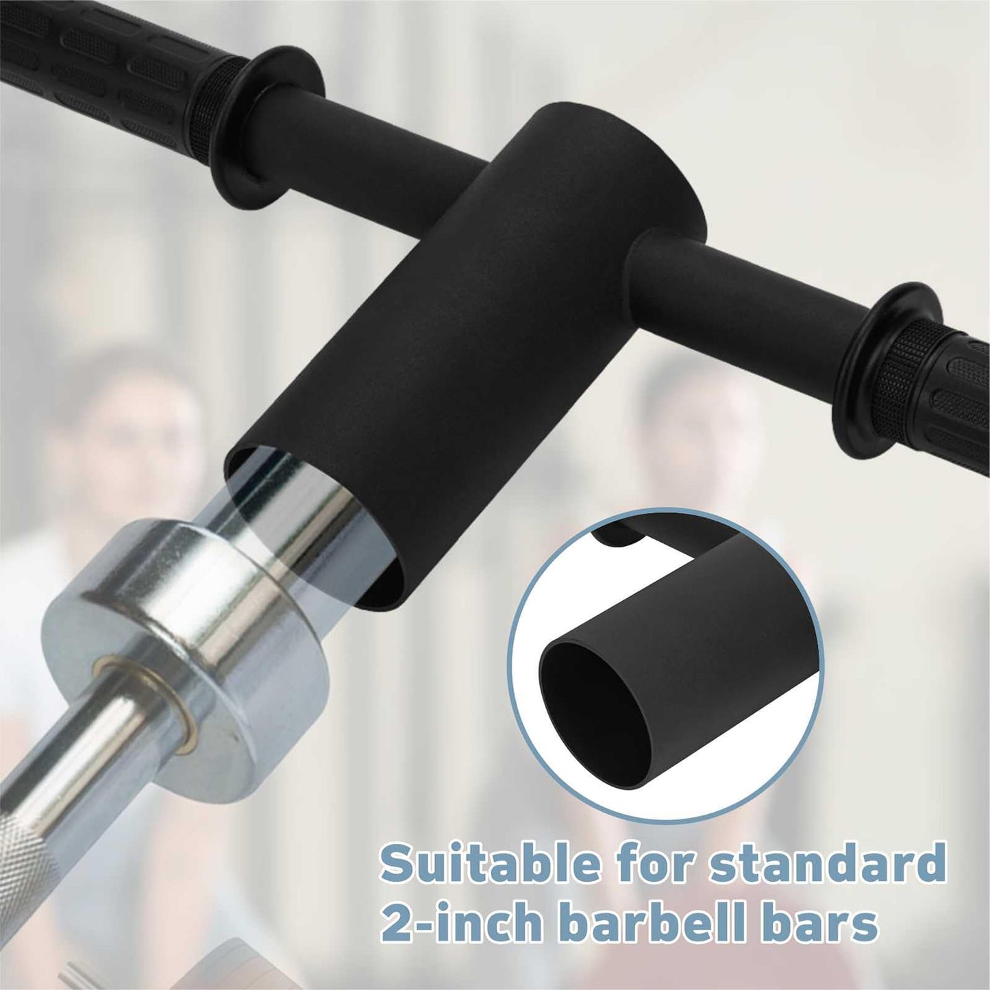 YZZHAJ T Bar Row Barbell Handle, T Bar Landmine Handle Attachment for Olympic Barbell Bar, T Bar Row Attachment with Rubber Grip Fits 2inch Strength Training Bars