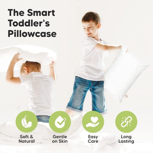 KeaBabies Toddler Pillowcase - Organic Cotton Soft & Durable Cover for Kids | 13"x18" in Soft White
