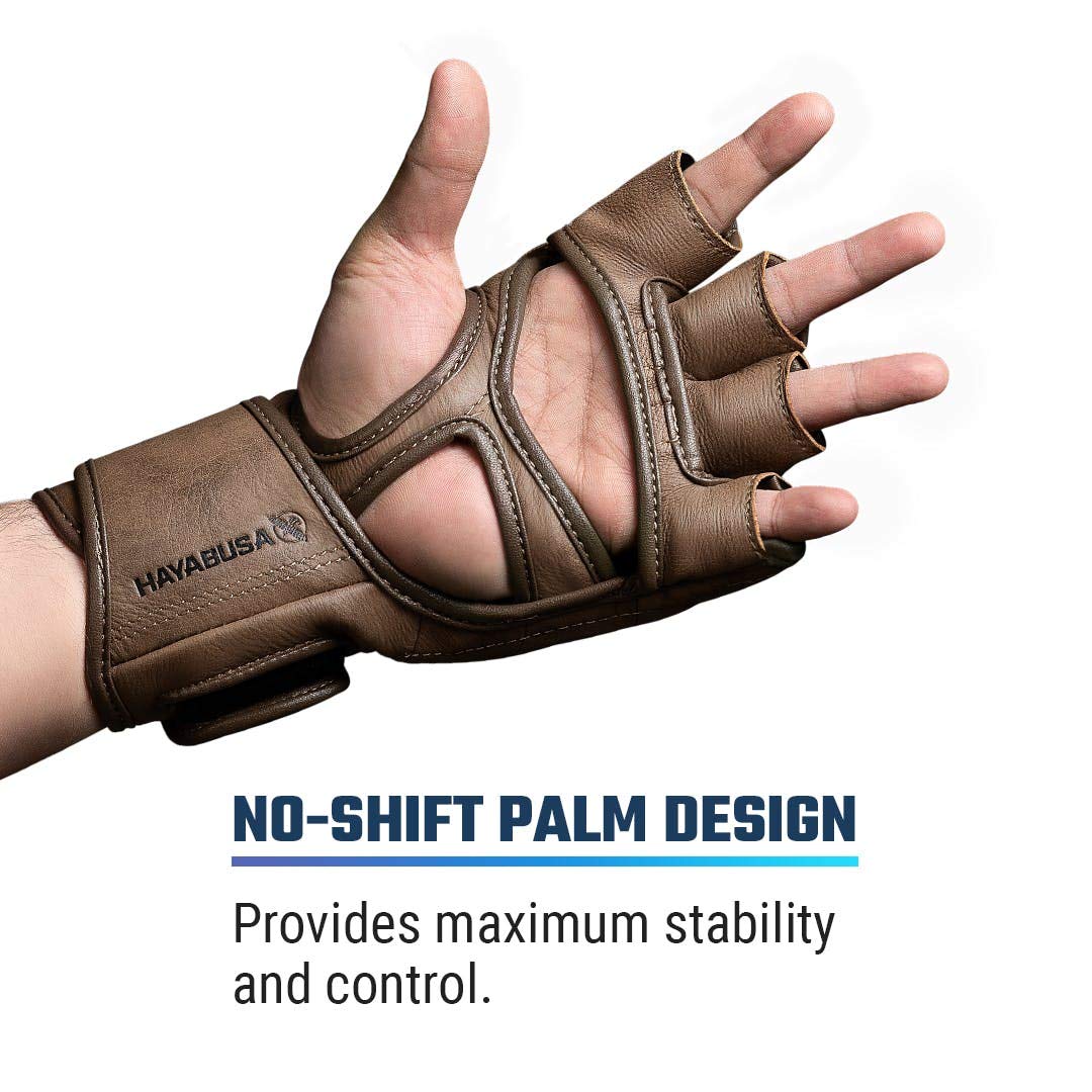 Hayabusa T3 LX Leather 4oz MMA Fight Gloves for Men & Women - Brown, Large
