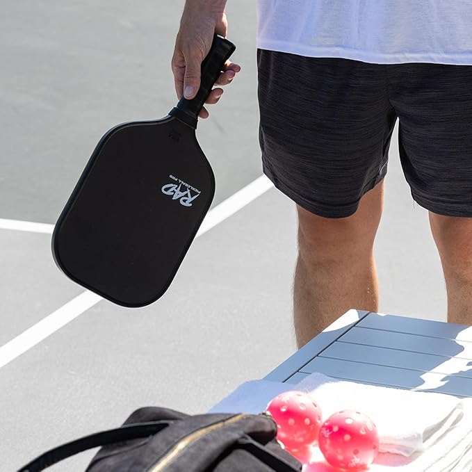 RAD Pro Pickleball Paddle Set – USAPA Approved – T700 Carbon Fiber Surface & 16mm Full-Cell Polypropylene Honeycomb Core for Power & Control – Includes Outdoor Pickleballs & Tote Bag