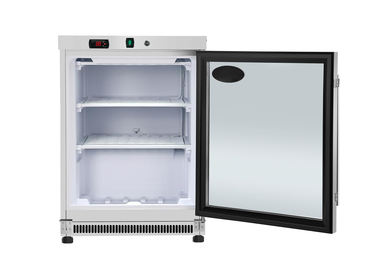 KoolMore 24 in. Commercial Manual Defrost Countertop Display Freezer in White with Stainless Steel and Glass Door, 4.6 Cu. ft. (KM-MDF46GD)