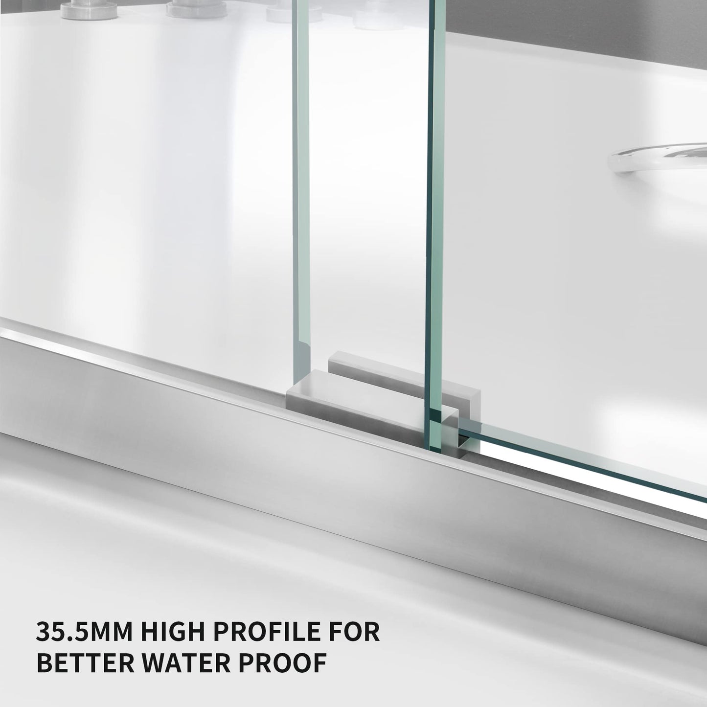 Bathtub Shower Door, 56"-60" W×58" H Framed Double Sliding Glass Shower Door for Bathroom, 1/4"(6mm) Thick Clear Tempered Glass Door with Handles, Chrome Finsh