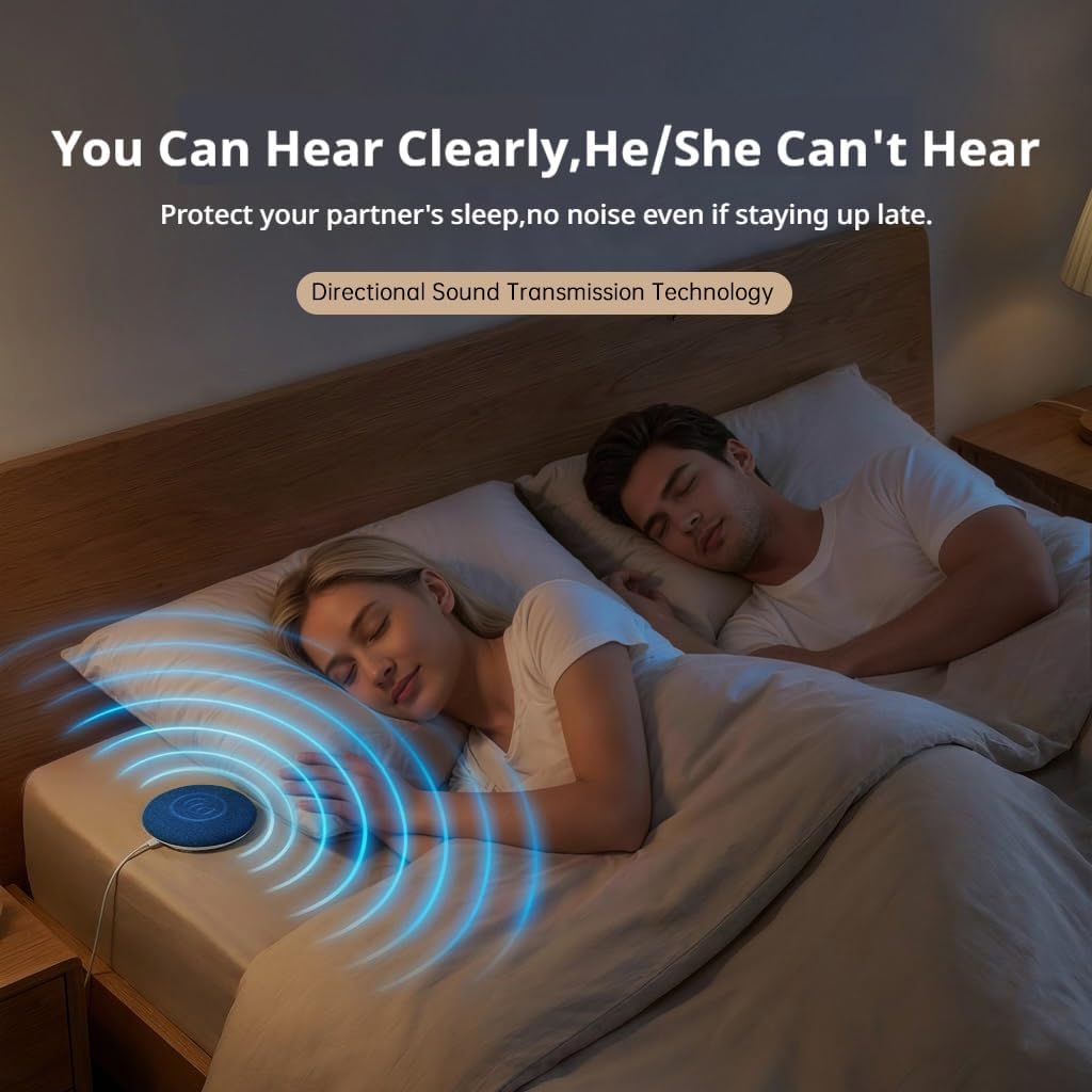 Under Pillow Speaker - Mini Portable Bluetooth Pillow Speaker for Sleeping with White Noise, Timer Ultra-Thin Wireless