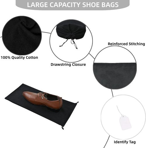 GONGKANGYUAN Shoe Bags for Travel - 4 Pack Flannel Drawstring Pouches for Men & Women