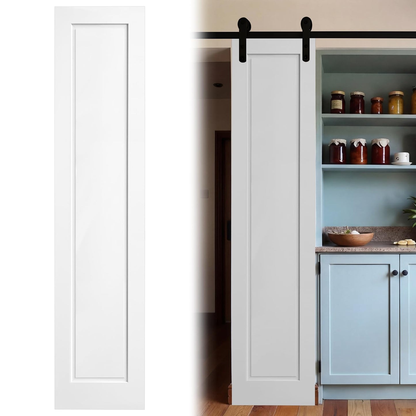 Maasechs 80 x 18 Inch Slab Interior Prehung Door, French Solid Pine Core Door, Pre-Assembled Slab Shaker, Thick 1-3/8in for Pantry, Closet, Cabinet, Bedroom, Laundry, Barn Doors, 1 Panel, White