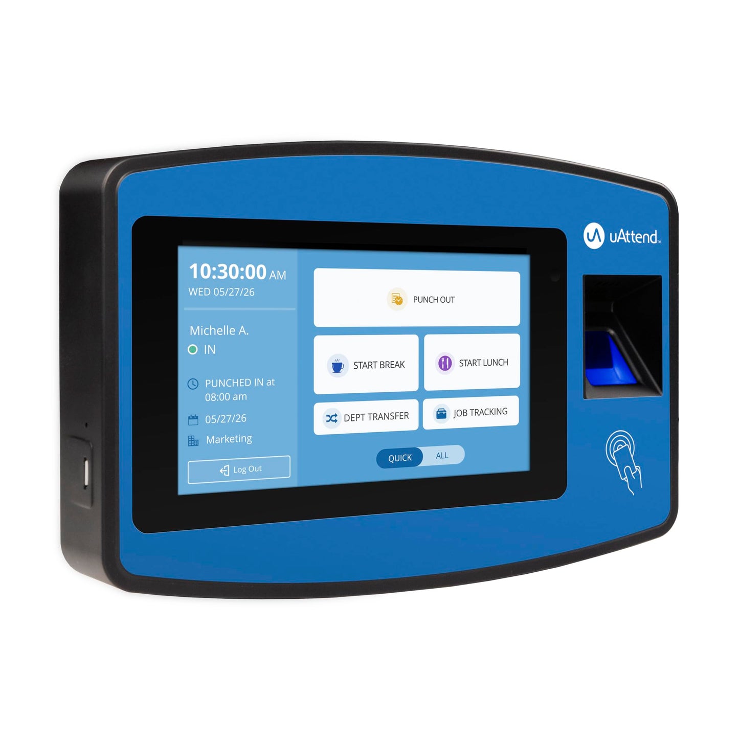 uAttend NX2500 Biometric Fingerprint, RFID, PIN Time Clock for Small Business – Cloud-Based Attendance System with Optional Payroll Integration – All-in-One System