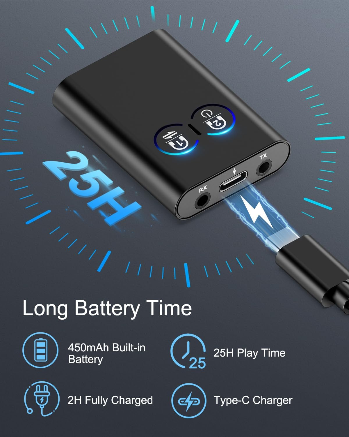 Ankilo 5.2 2-in-1 Bluetooth Transmitter Receiver, Upgraded Airplane Wireless Adapter, Dual Link AptX