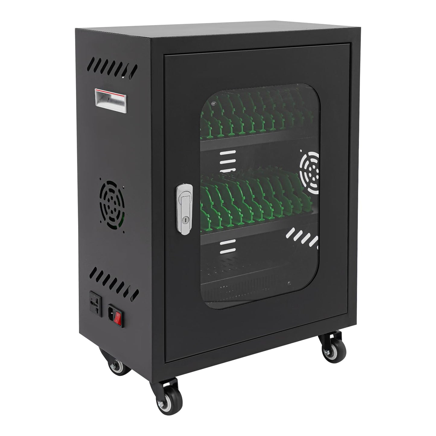 30-Device Mobile Charging Cart for Phone, Mobile School Charging Cart and Cabinet,Locking Storage Charging Station with Wheels for Classroom Office Business (Black)