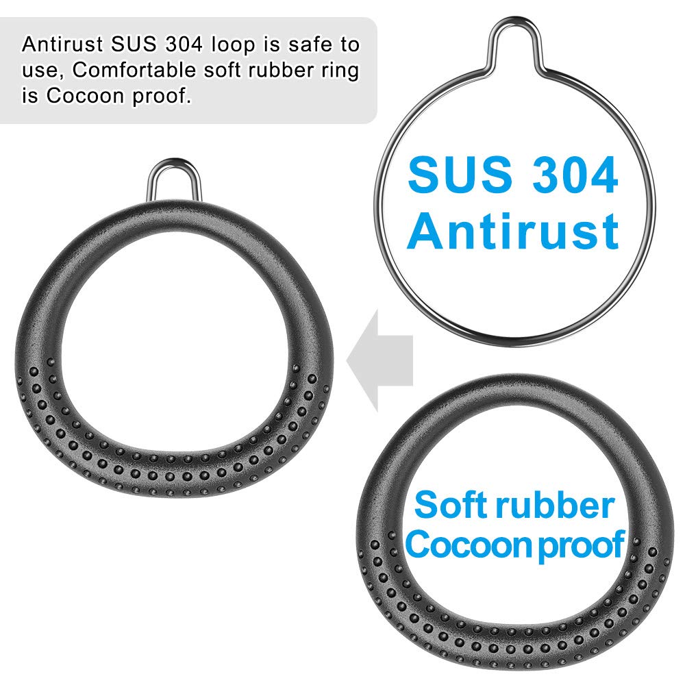 SELEWARE Trapeze Swing Rings, Non-Slip Gymnastic Rings Pull Up Exercise Rings with 3.5ft Adjustable Ropes for Home Gym Playground Ninja Warrior Obstacle Course Training Workout (Black, 2 Pack)