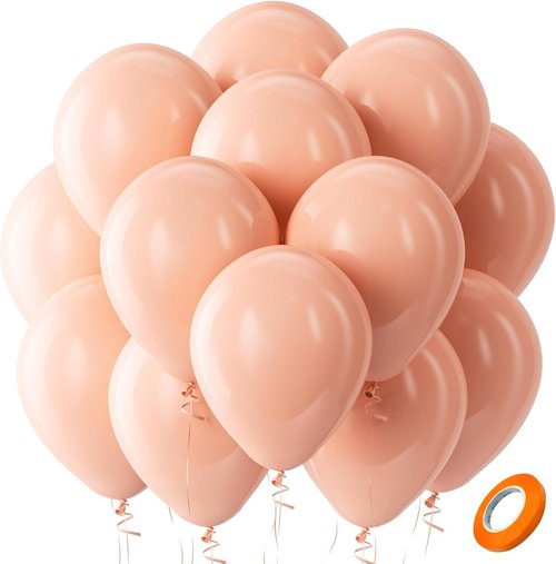 Bezente Pastel Orange Latex Party Balloons - 100 Pack of 12-Inch Round Helium Balloons for Celebrations