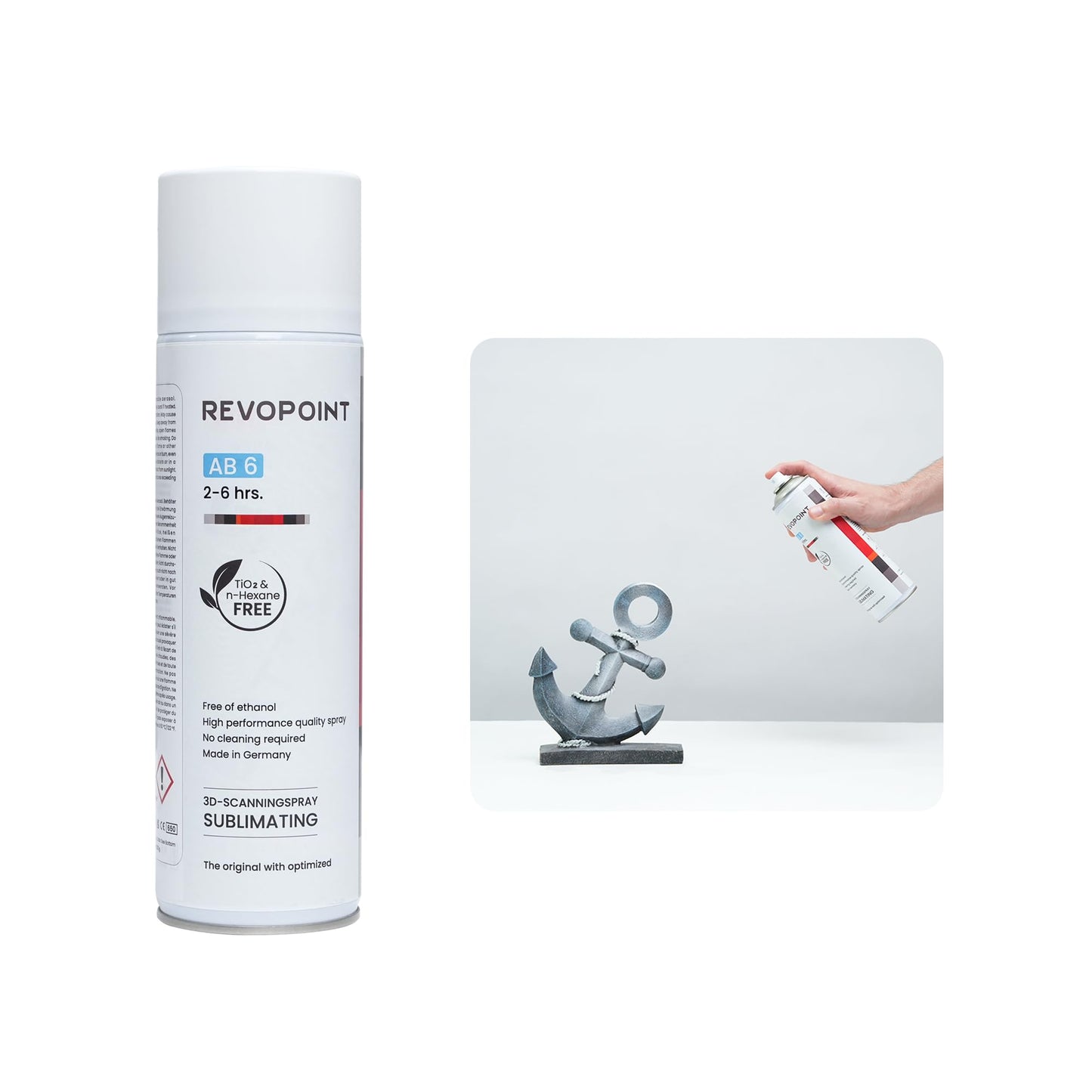Revopoint 3D Scanning Spray for 3D Scanners, No Cleaning Needed, for Transparent, Reflective or Highly Textured Surfaces Objects, 500ml, AB6