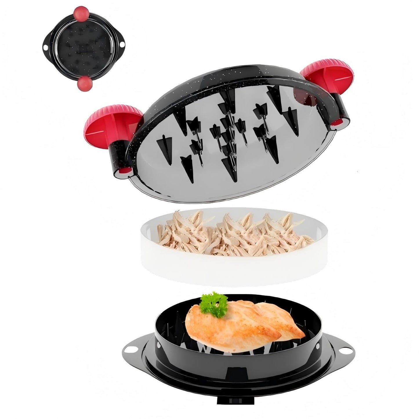 Chicken Shredder Meat Shredder Tool Twist Large - Chicken Breast Shredder Tool with Stainless Steel Spikes Shredding Tool for Shredded Chicken Beef Pork Kitchen Gadgets Essentials (Red&Black)