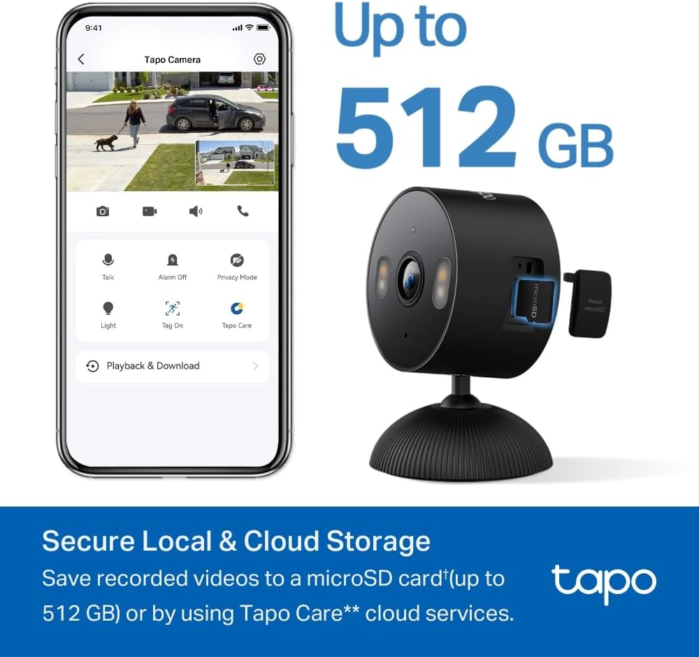Tapo 1080p IP65 Indoor/Outdoor Security Camera - Free Person/Motion/Baby Cry Detection, Color Night Vision