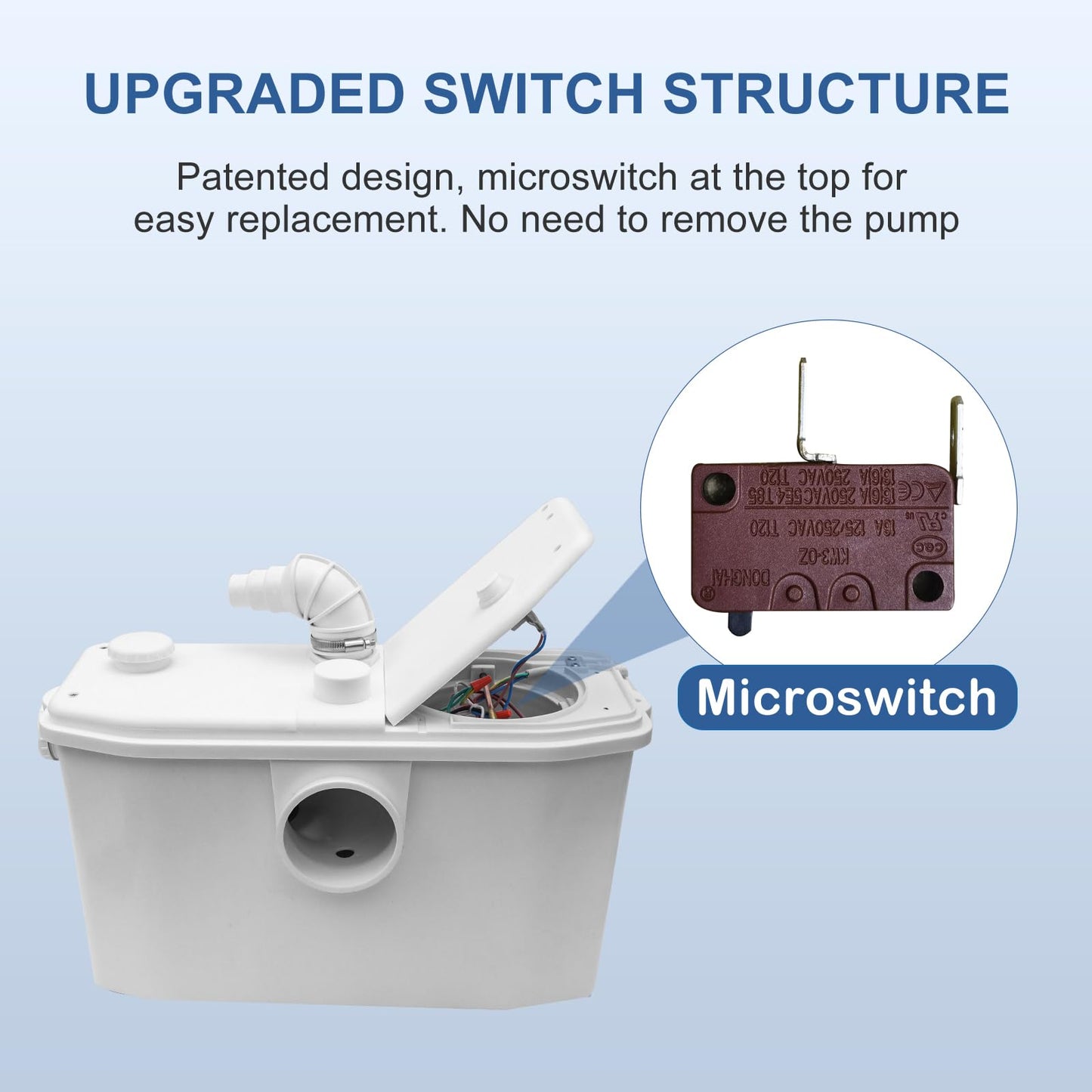 Dreamsani 750W Macerator Pump, Macecrating Toilet Pump for Basement with Water Connections for Macerating Toilet, Laundry, Cooking Sink, Clothes Washer，3 Inlets & 1 Outlet