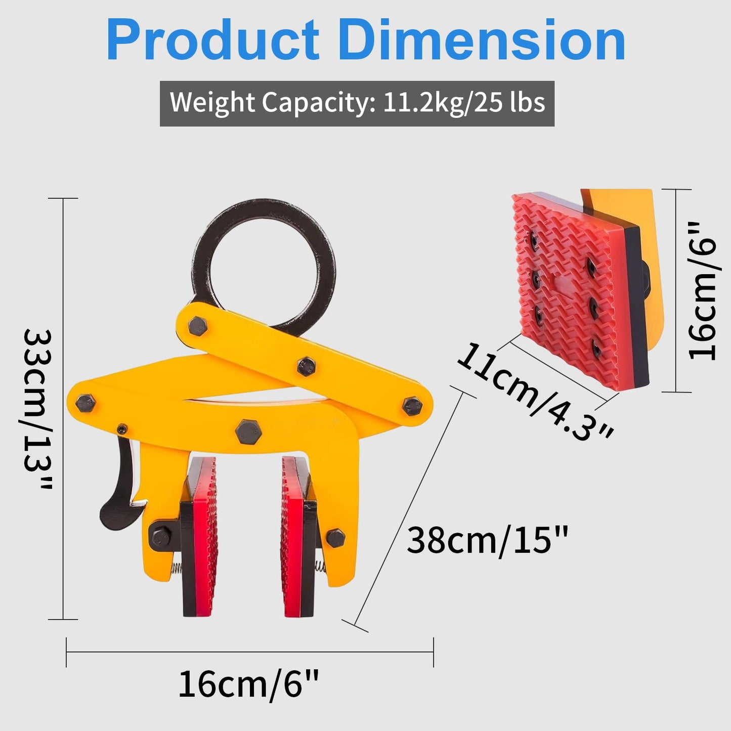 705 lbs Large Slab Stone Lfting Clamp, 0-2.6" A Shaped Heavy Duty Stone Lifter Equipment, Scissor Lifter Clamp, Stone Carry Clamps Slab Lifter for Concrete, Steel, Rocks, Curbstones and Glass