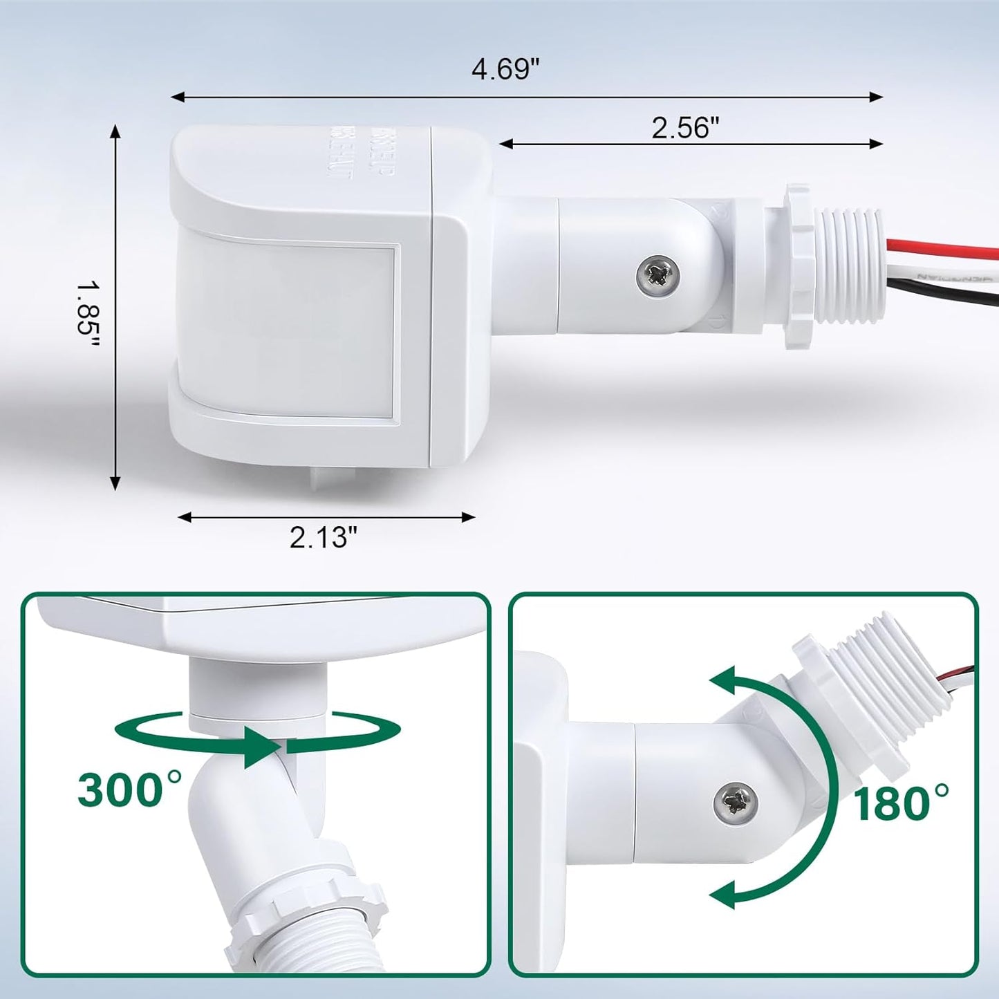 treewell 2 Pack 240-Degree LUX(5-300) 60 3 Replacement Motion Sensor, Adjustable & Time & Detection Sensitivity Up