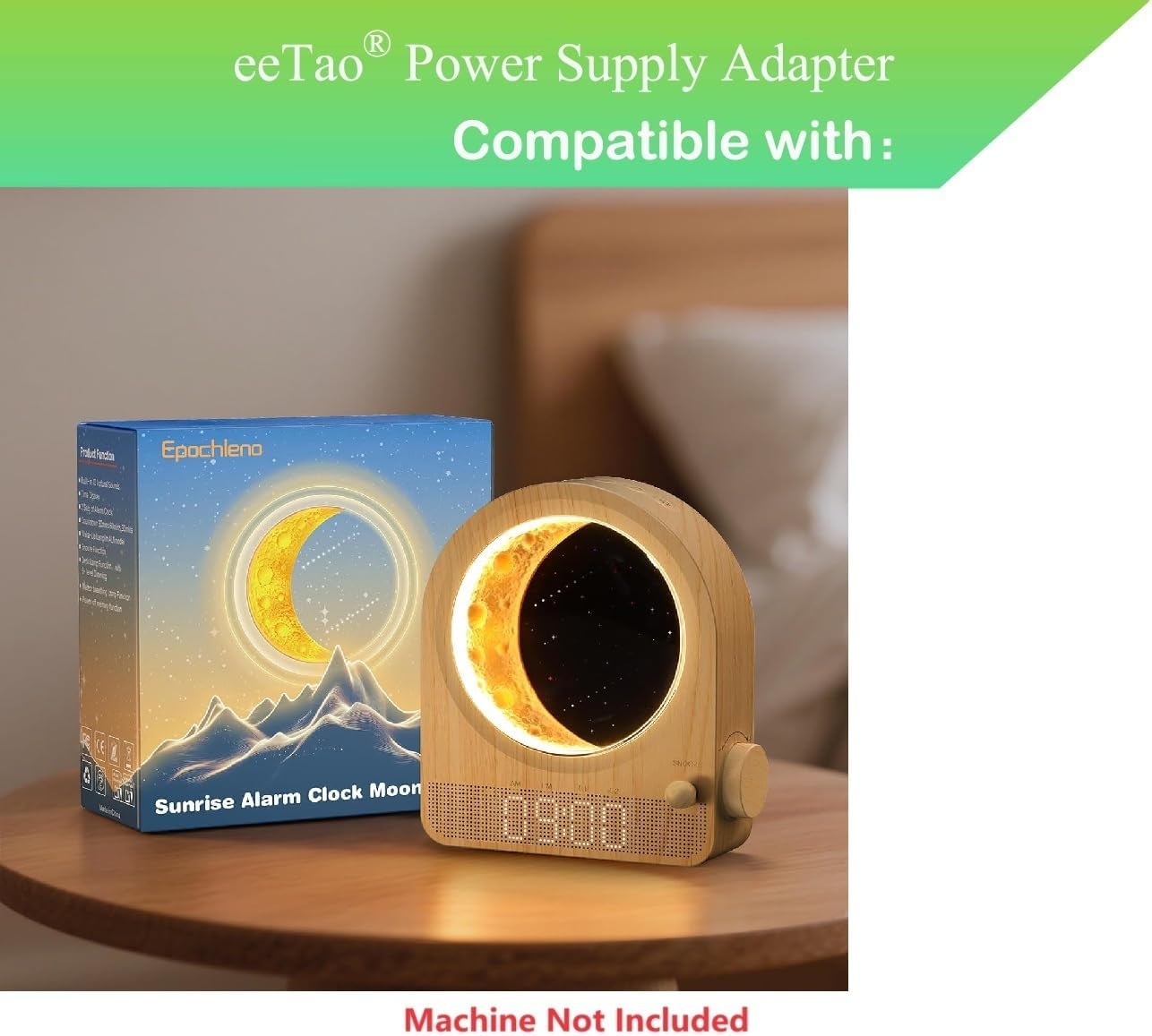 eeTao 5V AJ350ADC 5.0V USBC Adapter for Epochleno Sunrise Alarm Clock, White Noise Machine & Meteor Moonlight USB Type