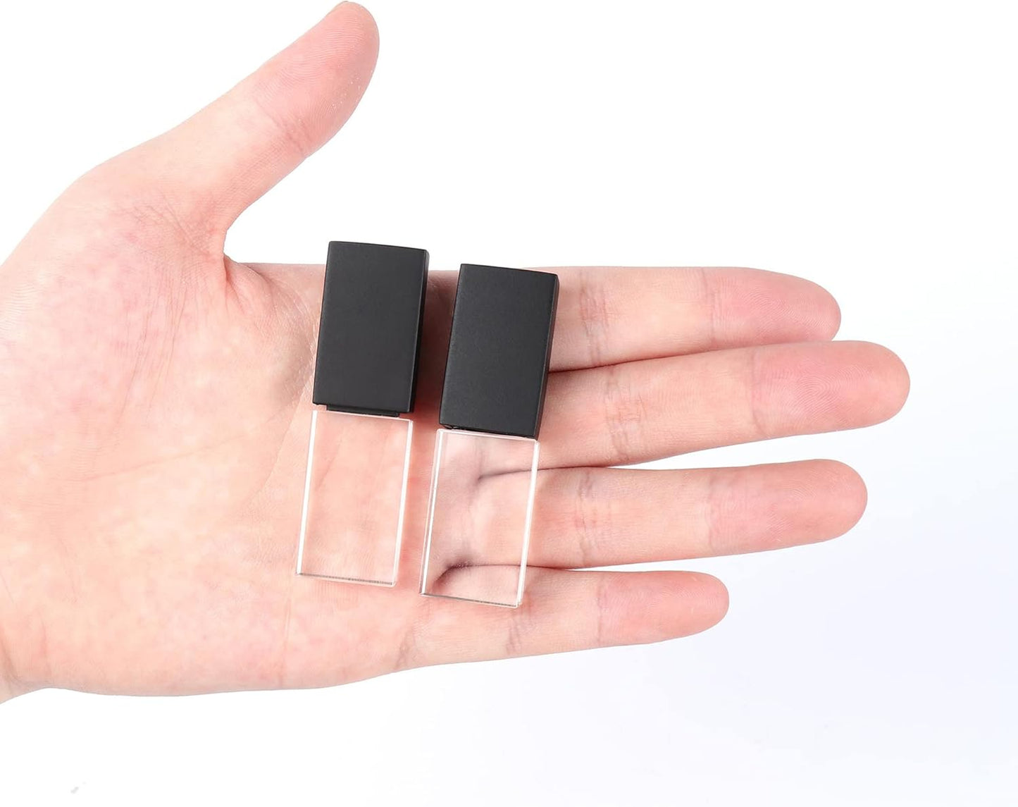 SHARE SUNSHINE 64GB Flash Drive Crystal Transparent Rectangle Genuine Glass LED Light Waterproof USB Clear Thumb Stick