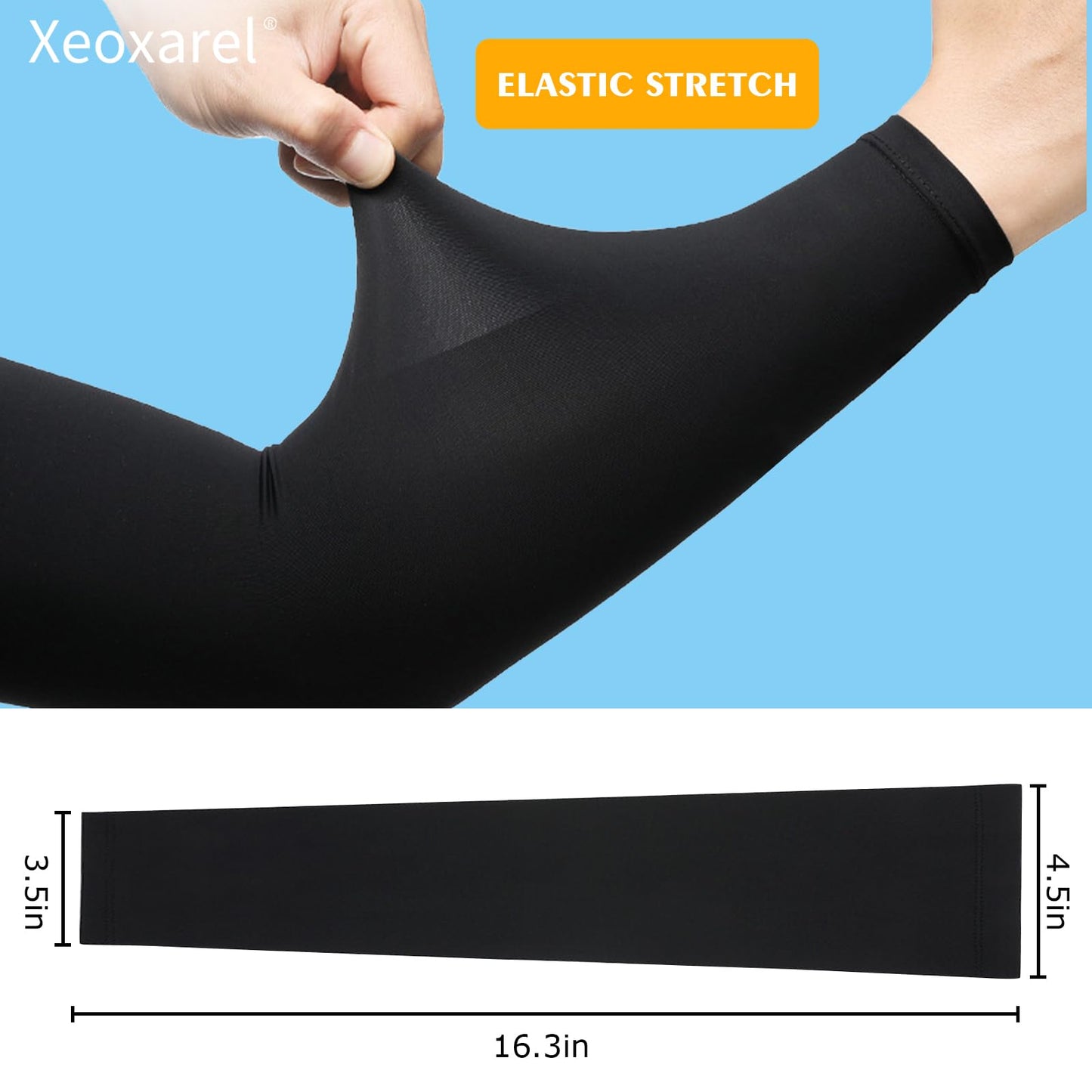 Xeoxarel UV Sun Protection Arm Sleeves - Tattoo Cover Up - UPF 50 Sports Compression Cooling Sleeve for Men & Women Black
