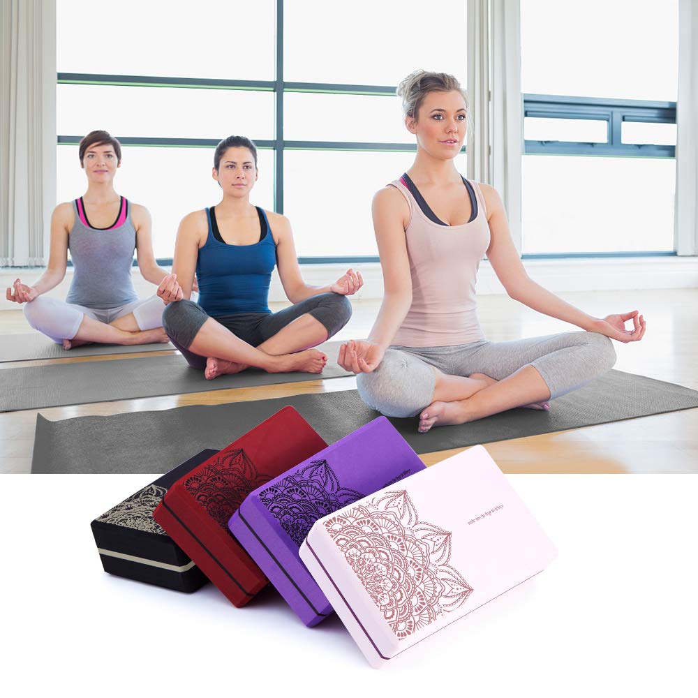 nuveti Yoga Blocks Set of 2, High Density Yoga Brick Foam Blocks to Improve Strength, Flexibility and Balance Brick Foam Blocks (Black)