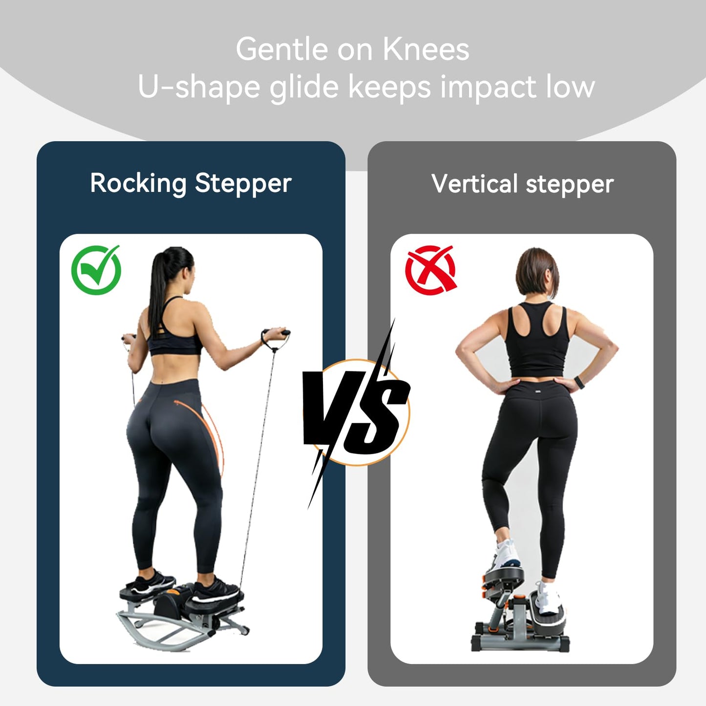 Rock Stepper with Resistance Bands - Ultra-Quiet Hydraulic Lateral Stepper, Fully Assembled Side to Side Step Rocker for Home Office, 250LBS Capacity