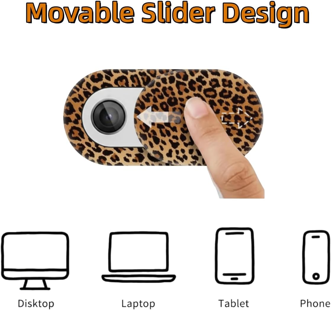 Generic 6Pcs Webcam Covers Slide Leopard Print for iPad Tablet Laptop Blocker Camer Cover Privacy Protection Stickers