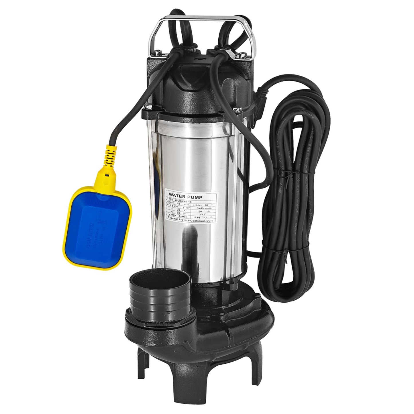 Upgraded 12PN 2hp Submersible Sump Pump With Float Switch Replacement for 12-PN 30391 Pond Waterfall Pump, Cast Iron and Stainless Steel, 11888 GPH, 3" Discharge, H Max 59ft
