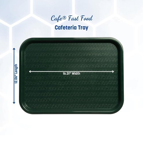 Carlisle FoodService Products CT121608 Cafe Standard Plastic Cafeteria/Fast Food Tray, NSF Certified, BPA Free, 16" Length x 12" Width, Forest Green (Pack of 24)