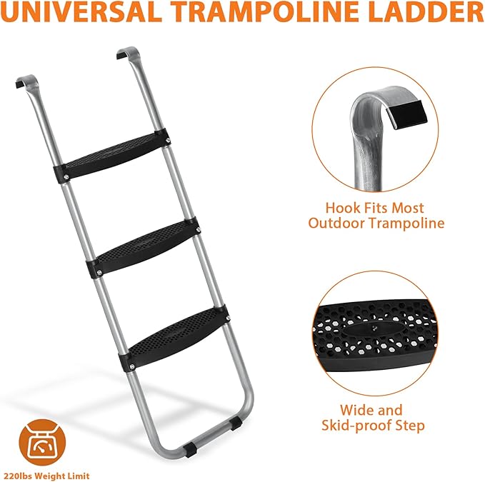Universal Trampoline Ladder Slide kit, 3 Steps Wide Step Slide Ladder for Trampoline, Trampoline Accessories Include Slide and Ladder, Trampoline Slider for Children Kids Climb Up & Slide Down