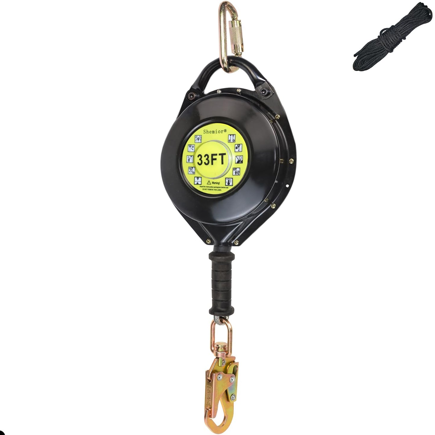 [Internal Shock Absorber] Self Retracting Lifeline Shemior 33FT SRL, No Tangle+Aviation Grade Galvanized Steel Cable, Retractable Safety Lanyard, Fall Arrest Roofing Gear, ANSI Compliant