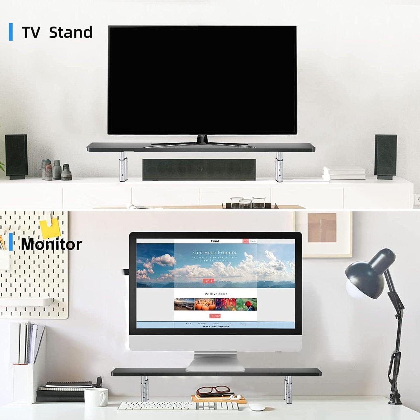 3 Notebook(MST016L) suptek Dual Monitor Stand Riser,Large Monitor Laptop Stand Riser Adjustable Heights Computer Stand
