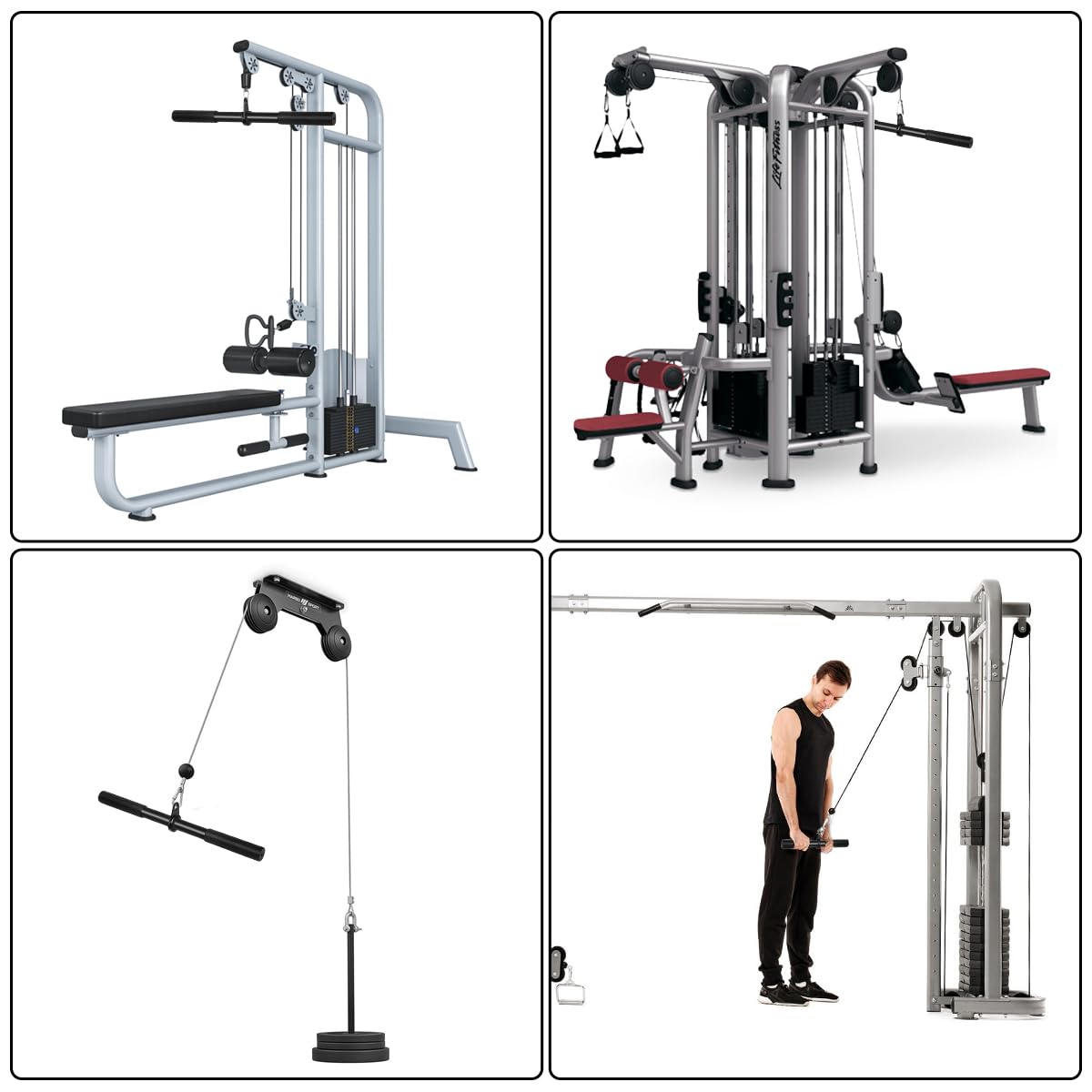 Vishusju Pulldown Straight Bar Rotating Steel with Rubber Grips LAT Pull Down Handle for Pulley Cable Machine Triceps Training Rowing Machine Attachment for Home Gym Strength Exercise