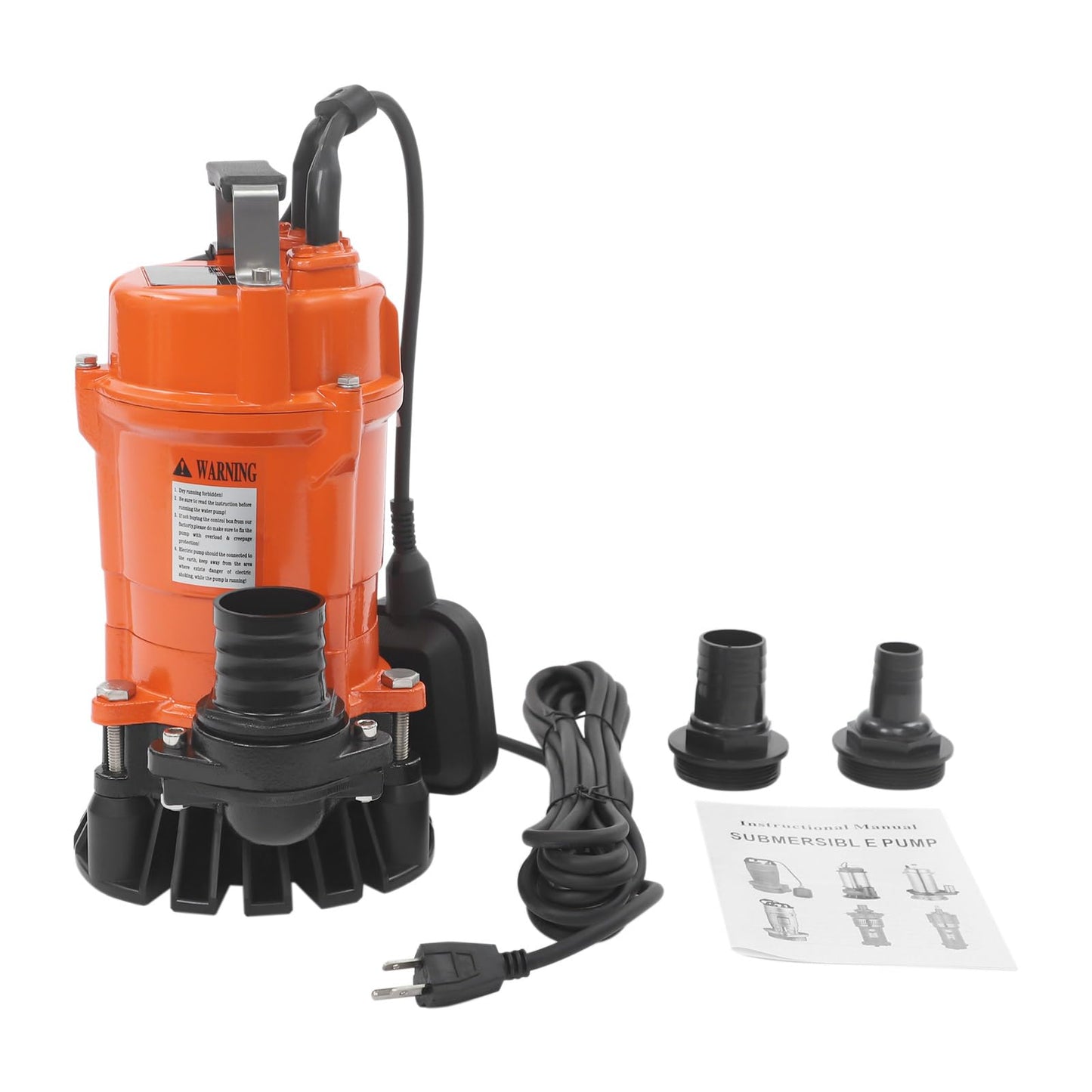 banborba 3/4 HP Submersible Trash Pump, 110V Submersible Sump Pump, Sewage Pump with 49 ft Max Lift, Drain Dirty Clean Water for Pools, Garden, Pond, Basement, Flooded Area - Orange
