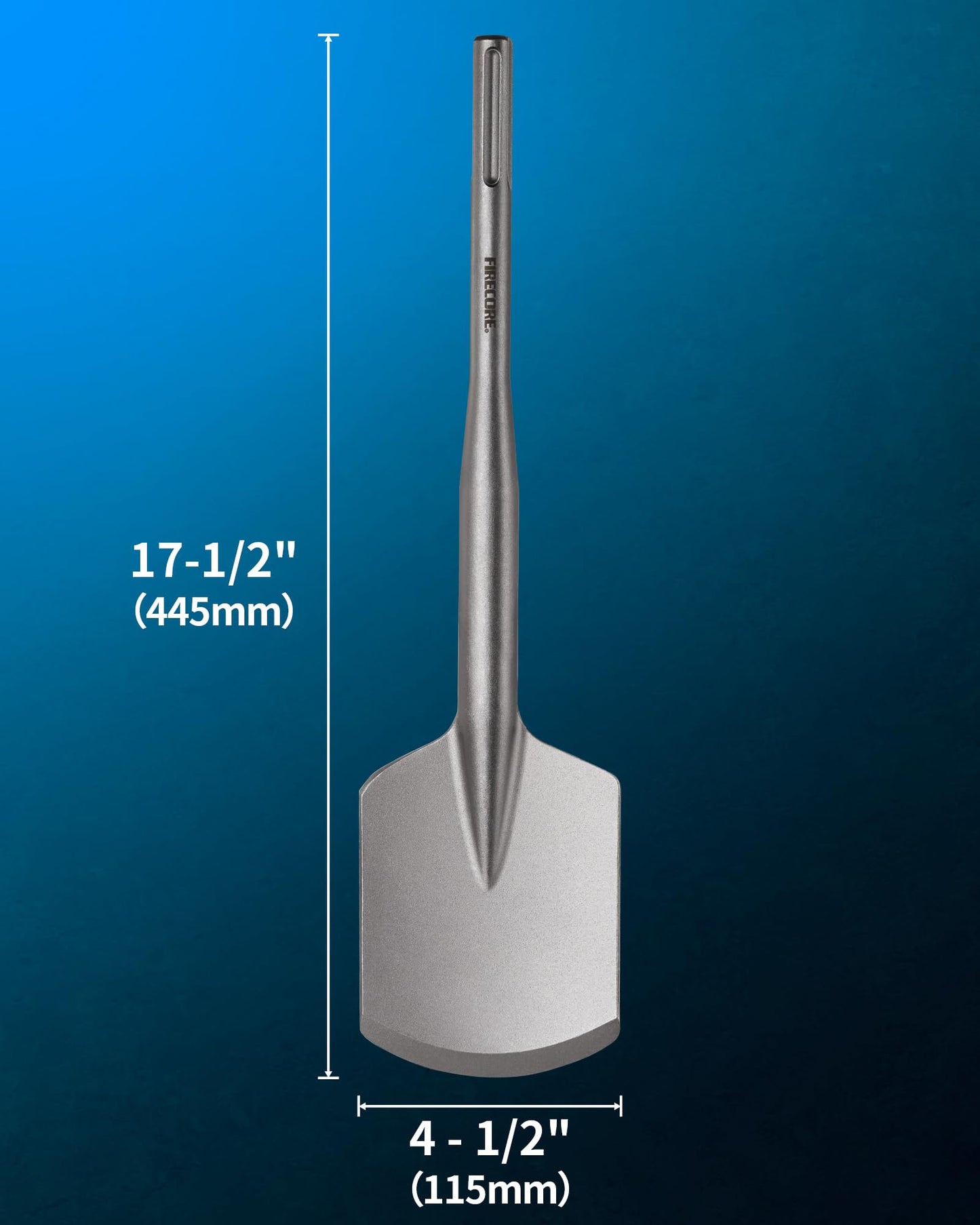 SDS Max Floor Scraper, Firecore 6 Inch SDS Max Thinset Removal Scaling Chisel Tool for Rotary Hammer Drill, SDS Max Clay Spade 4-1/2 in. x 17 in. Steel Drill Shovel Bit for Digging in Gardening