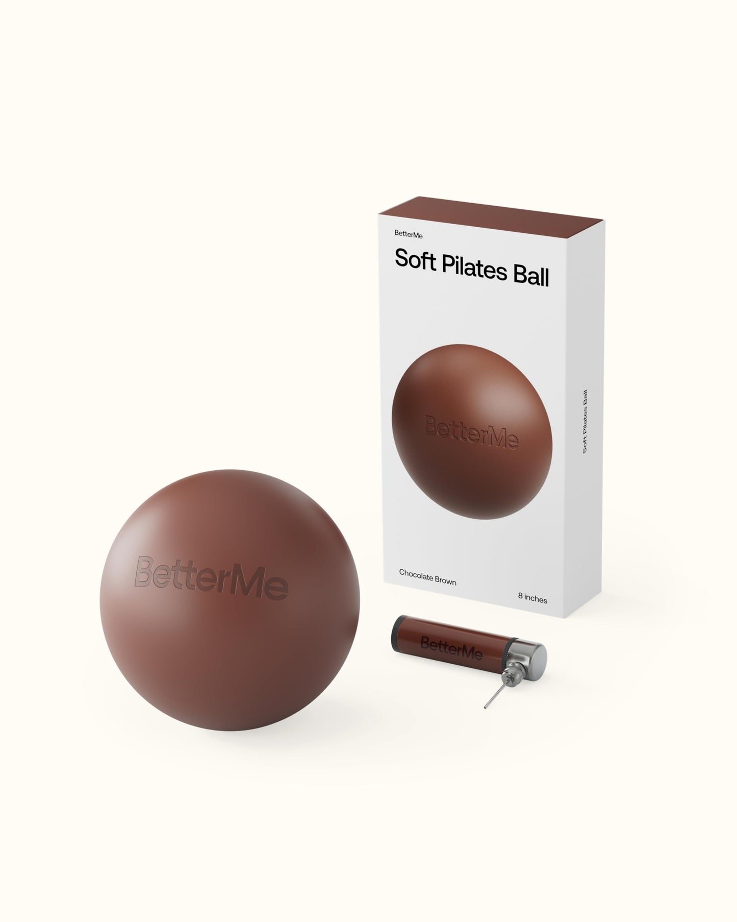 BetterMe Soft Pilates Ball – 8 Inch Mini Exercise Ball for Pilates, Yoga & Core Training – Small Stability Ball for Women – Portable Workout Tool (Chocolate Brown)
