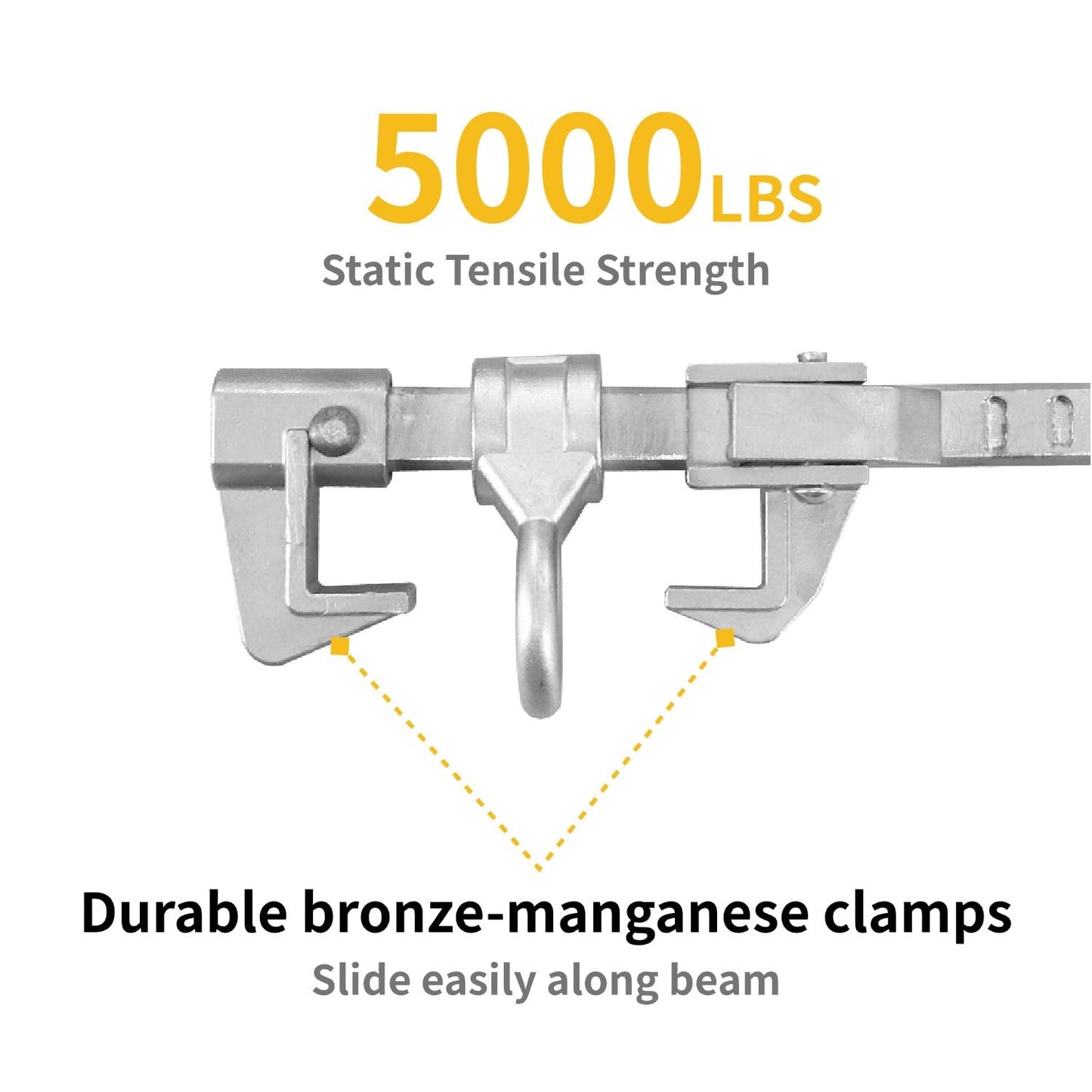 Teinfice Aluminum Sliding Beam Anchor Clamp, Adjustable I/H Beam Connector for Fall Protection System, Mobile Steel Walker Anchor Point, OSHA & ANSI Compliant Harness Connection Device