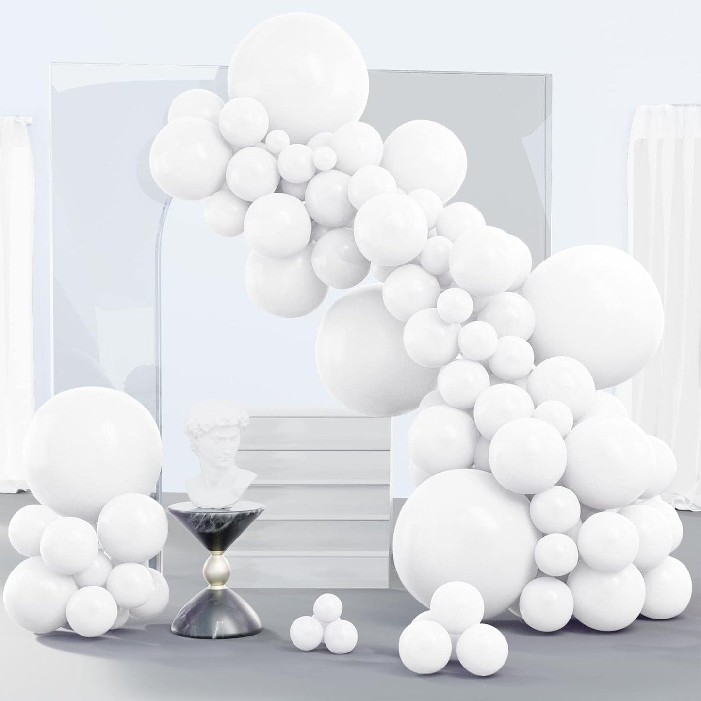 PartyWoo White & Pale Aqua Balloons - 280 Pcs for Stunning Celebrations | Perfect for Events