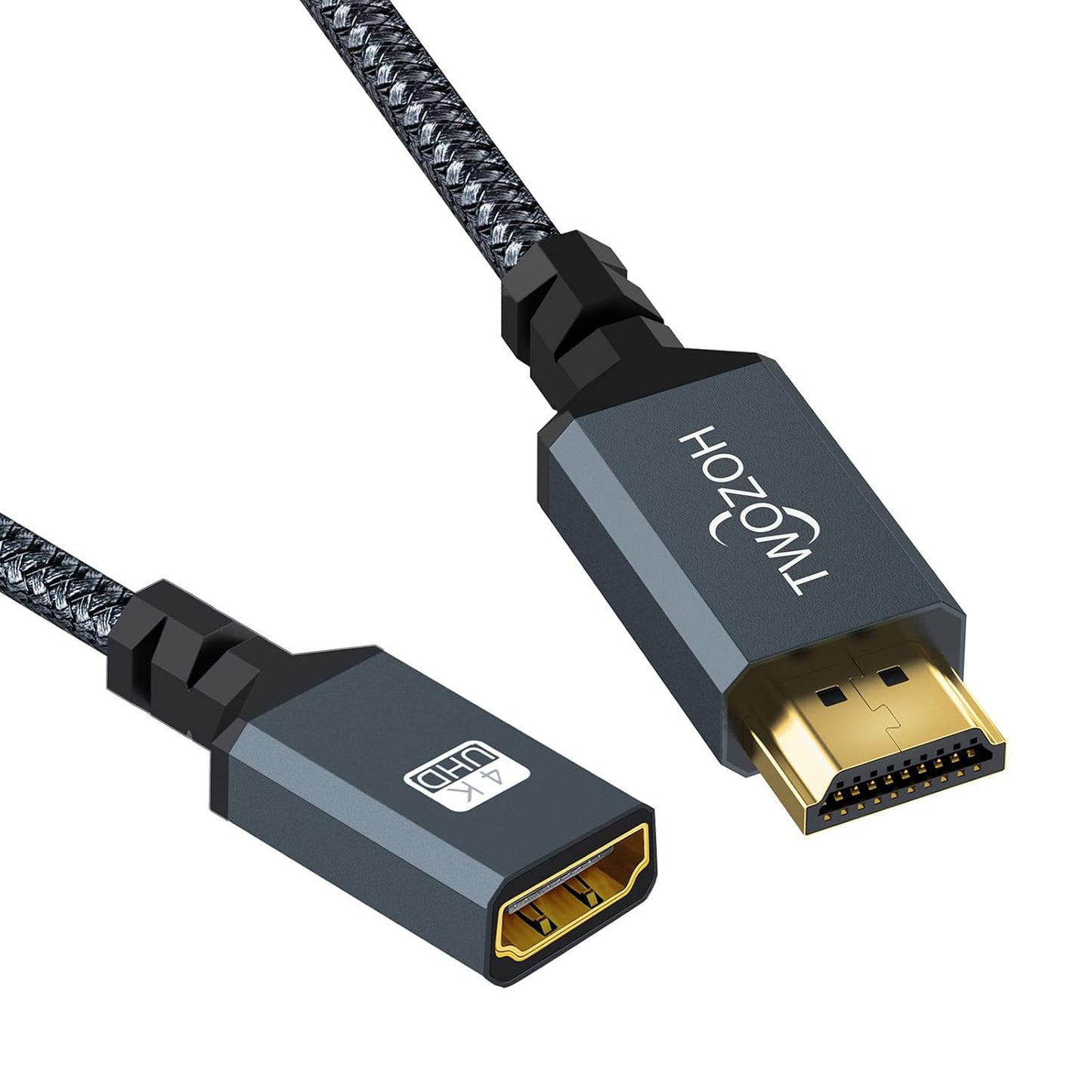 Twozoh 3.3FT 4K@60Hz 3D HDMI Extender, HDMI Male to Female Nylon Braided Cable, HDR Support