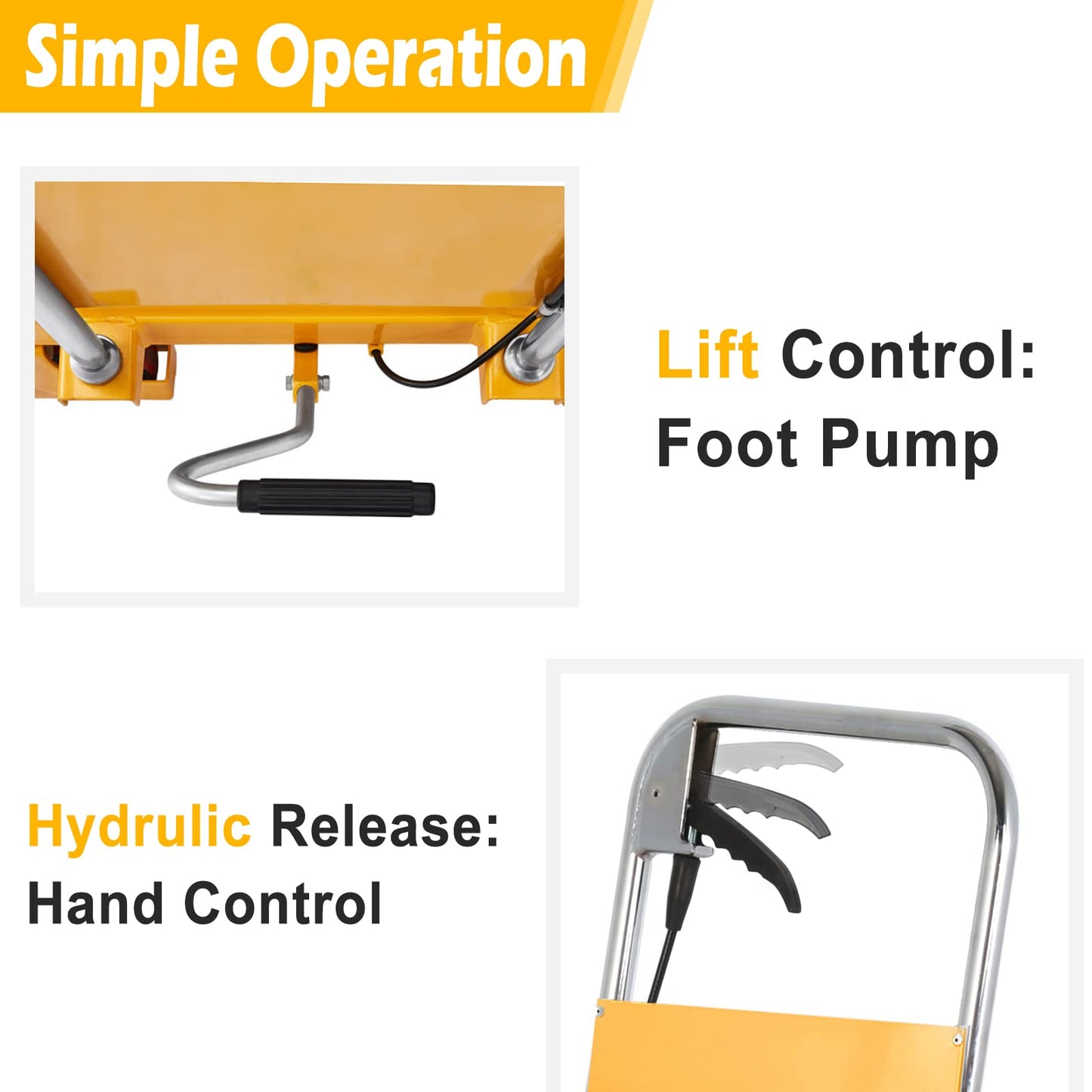 APOLLO Lift Table Cart Double Scissor Hydraulic Lift Table Cart 51" Lifting Height Elevating Cart 770lbs Capacity