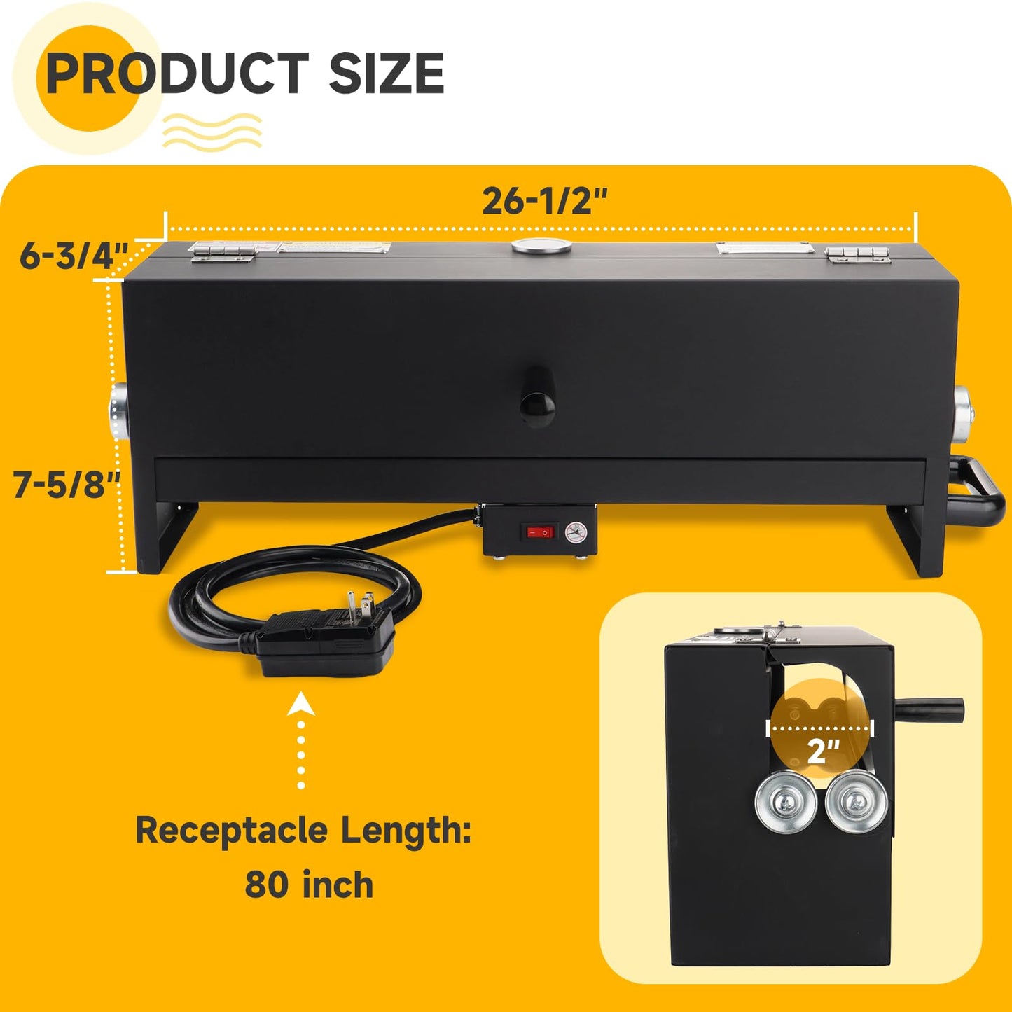 Racewill 1/2" to 2" PVC Conduit Bending Heater, Electric Heater Bender Tool for 24" Sections of PVC Pipe, 1700W, 120V, with Temperature Detector, Reflective Interior & Carrying Handle