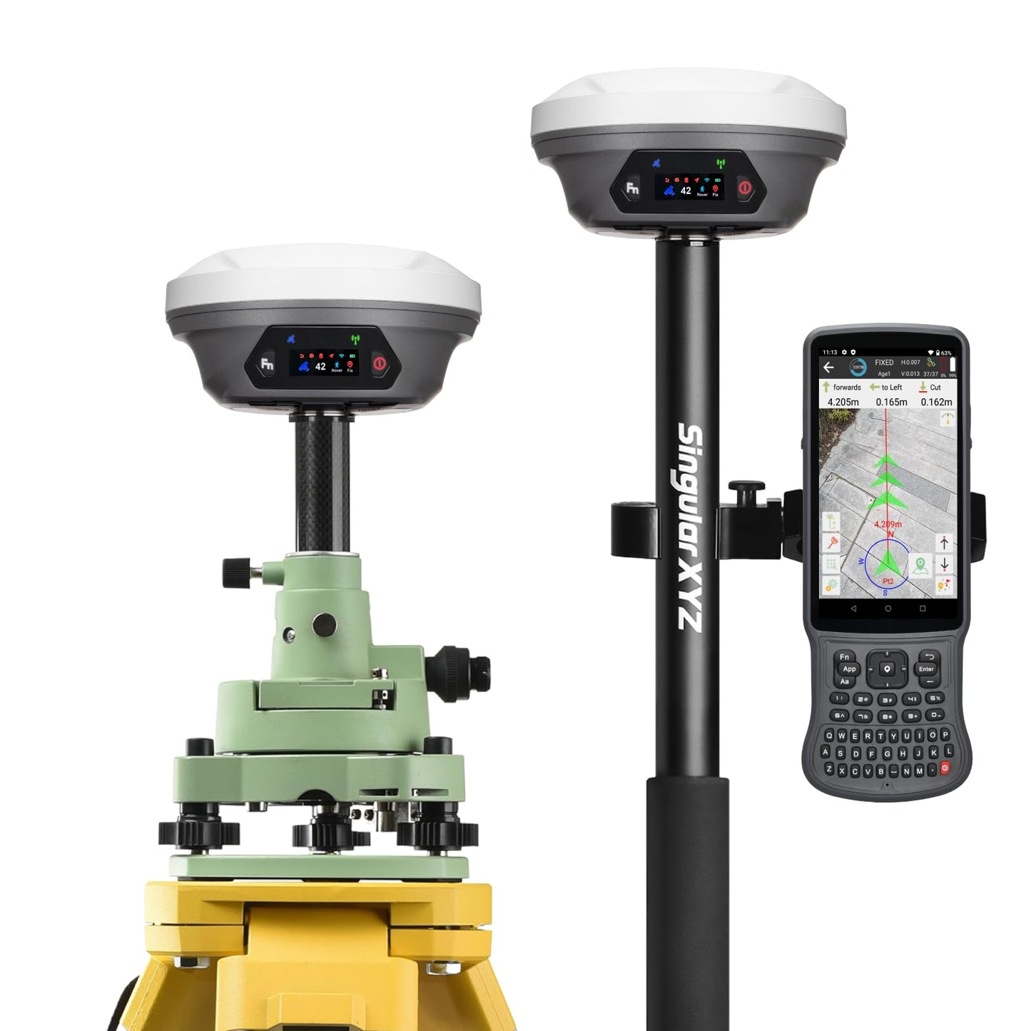 E1 Pro GNSS RTK Surveying Equipment, Over 20 Hours Endurance RTK GNSS with IMU Base & Rover, GPS RTK with Larger HD Screen and Larger Handheld Collector, 1cm Accuracy, 15km UHF Range, 60° Tilt Survey