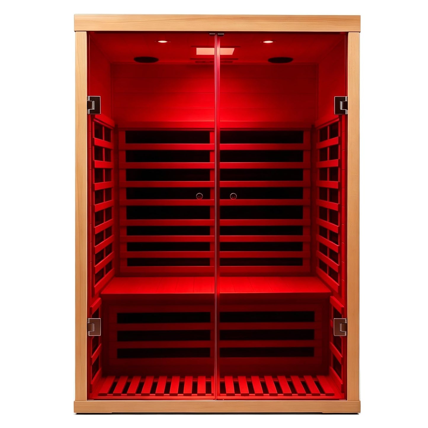 Smart Infrared Sauna 2 Person, 0-5mg Low Emf Far Infrared Sauna for Home, 1780w Indoor Sauna Room with APP & LCD Panel Control , Chromatherapy Light, Bluetooth Speaker, Insulation Cover, Reading Light