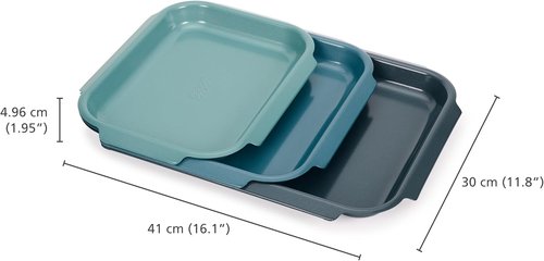 Joseph Joseph Nest™ Bake Non-Stick Baking Sheet Pan Set - 3-Piece Carbon Steel with Easy-Pull Handles, Stackable Design