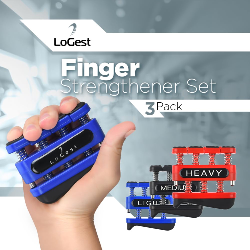 3 Pack Finger Strengthener - Exerciser for Forearm and Hand Grip Workout Equipment Musician, Rock Climbing Therapy Gripper Set Kit