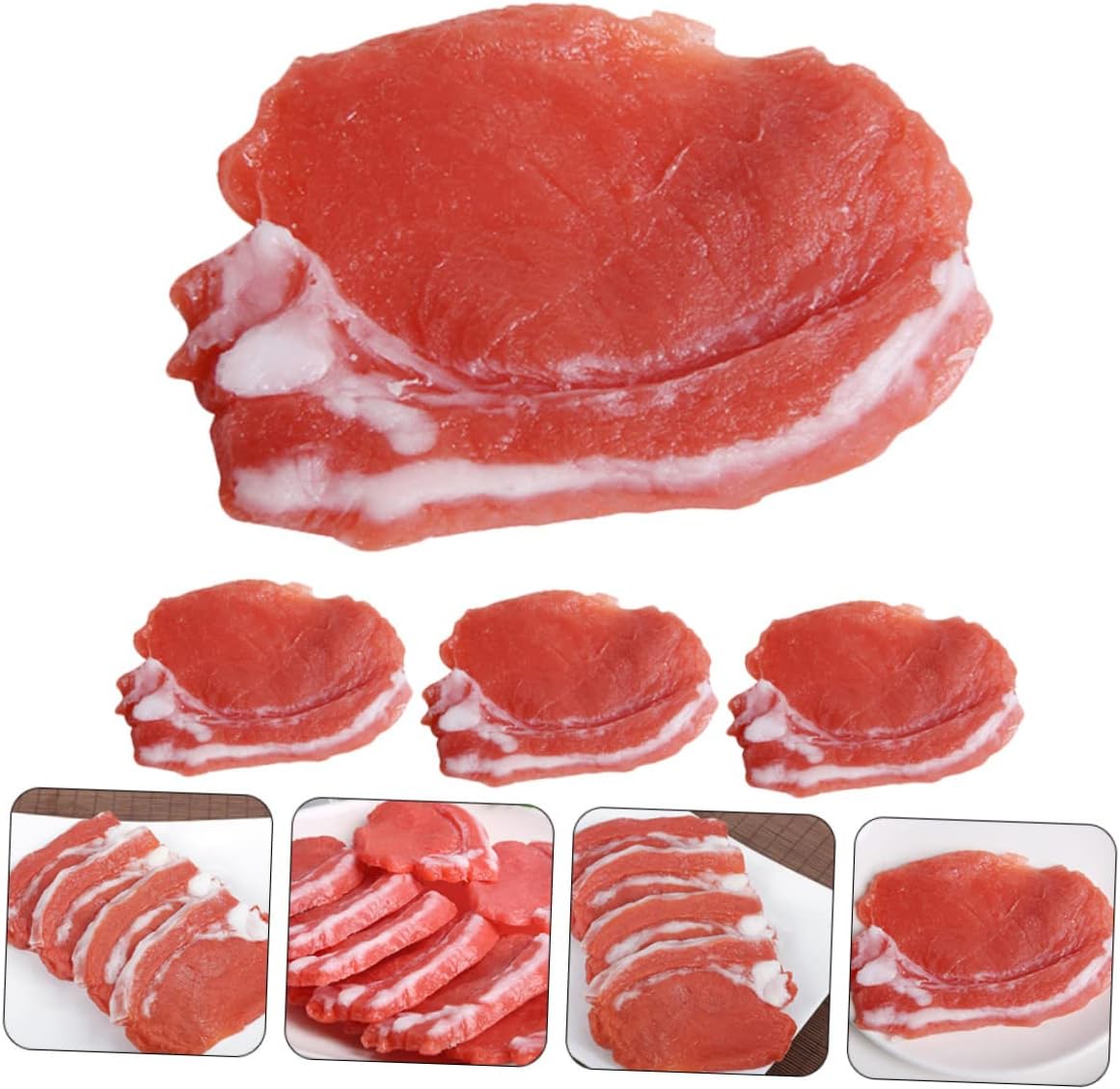 Set 4 of Realistic Resin Pork Slice Models for Display