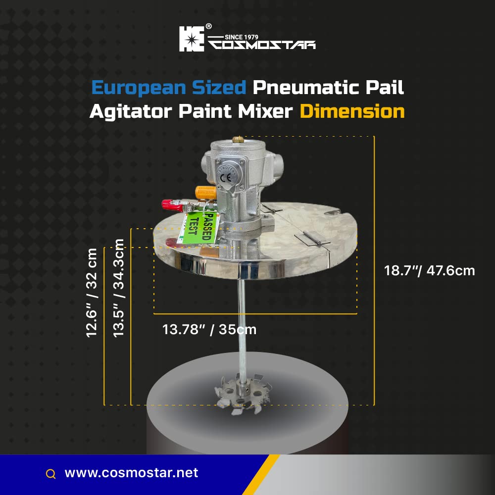 COSMOSTAR Round Cover for European Sized Bucket (13.7" / 35 cm) Pneumatic Pail Agitator Paint Mixer | European Sized Bucket Mixer | Pneumatic Bracket Mixer | Paint Agitator(RC40)