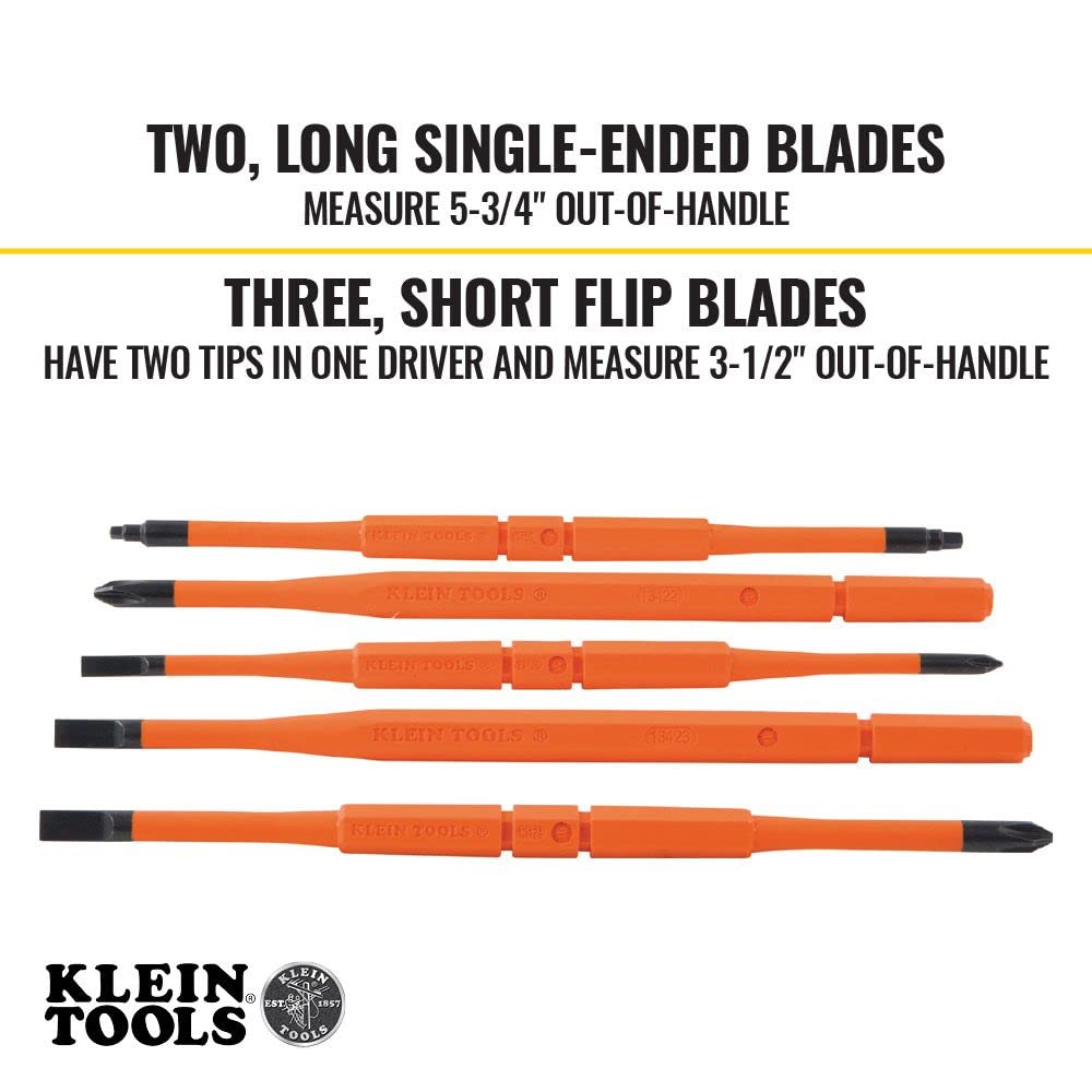Klein Tools 32288 Insulated Screwdriver, 8-in-1 Screwdriver Set & 80020 Tool Set with Lineman's Pliers, Diagonal Cutters, and Long Nose Pliers, with Induction Hardened Knives, 3-Piece
